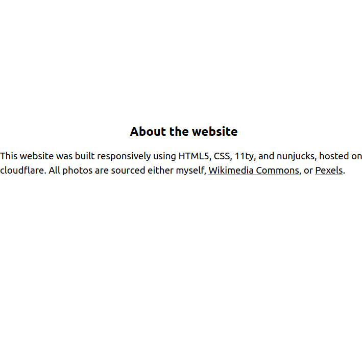 Screenshot from the about page on 'about this website'